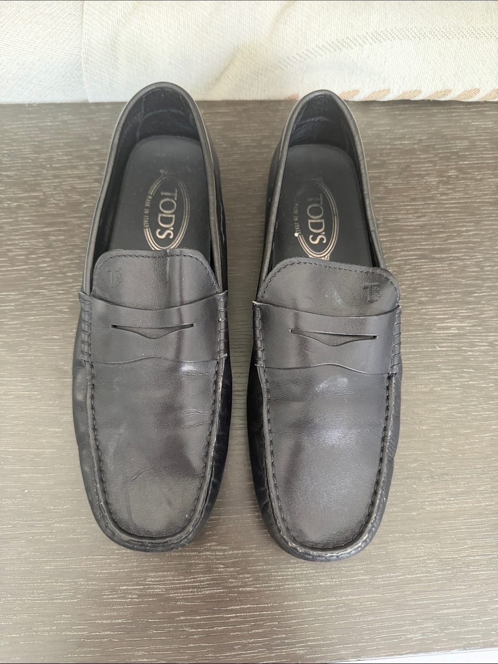 Tod's Black Leather Penny Loafers for Men